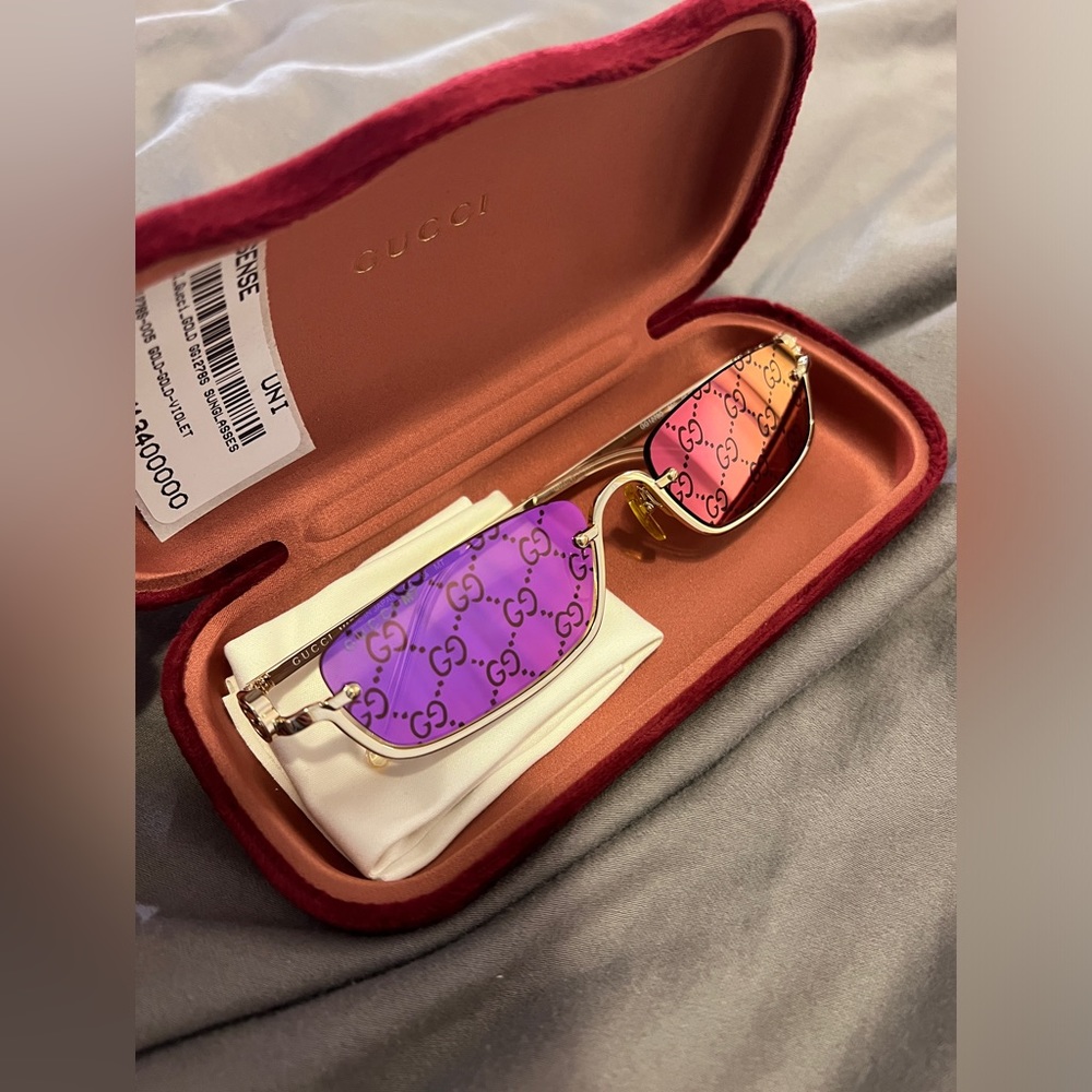 Gucci Gold Rectangular Sunglasses